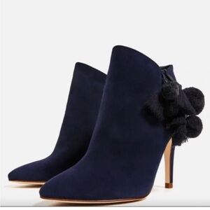 Zara Pom Blue Ankle Boots